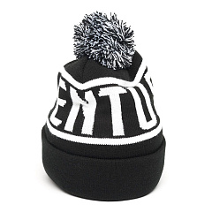 Шапка Ювентус 37234 черно-белая с помпоном