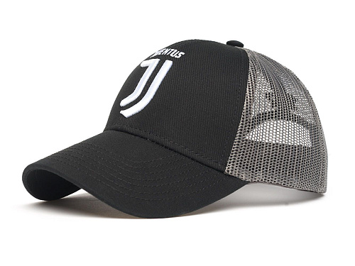 Бейсболка подростковая Ювентус 37206 черно-серая летняя