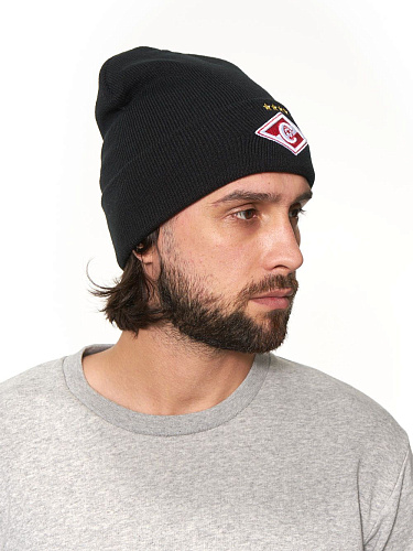 Шапка Спартак черная с отворотом 00101