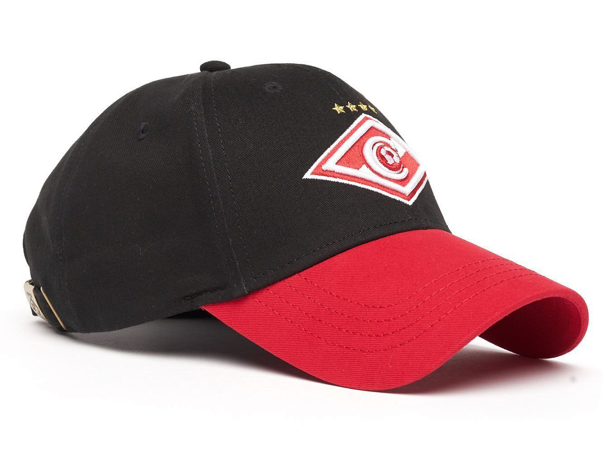 Бейсболка Спартак 120315 черная с красным козырьком с цветной эмблемой