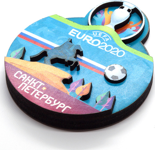 Магнит ЕВРО 2020 дер.кругл."СПб.Медный", русск