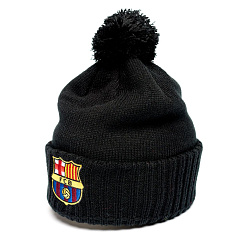 Шапка Барселона 115107 черная с помпоном