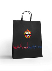 Пакет ЦСКА бумажный подарочный "Заряд трибуны" (26х22х10 см)		