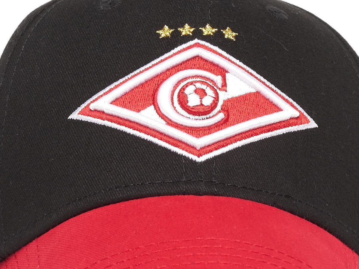 Бейсболка Спартак 120315 черная с красным козырьком с цветной эмблемой