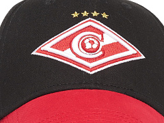 Бейсболка Спартак 120315 черная с красным козырьком с цветной эмблемой