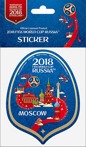 Наклейка бумажная фигурная 100 мм "Москва" цв.синий