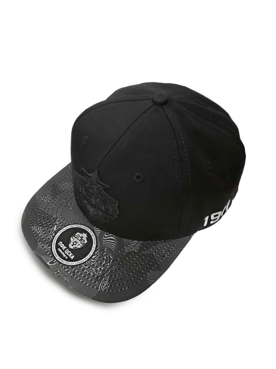 Бейсболка ПФК ЦСКА, прямой козырёк, цвет черный