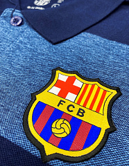 Футболка поло Барселона POLO FCB, сине-серая в полоску