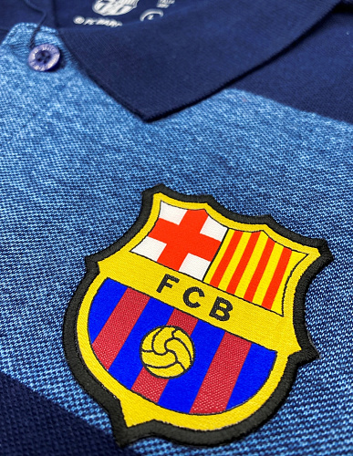 Футболка поло Барселона POLO FCB, сине-серая в полоску
