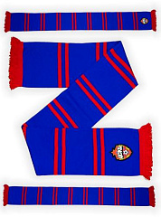 Шарф вязаный ЦСКА с нашивкой, синий с красными полосами