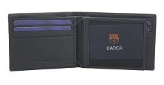 Портмоне Барселона цвет черный с красно-синей строчкой, горизонтальное, кожа COLLECTION BLACK
