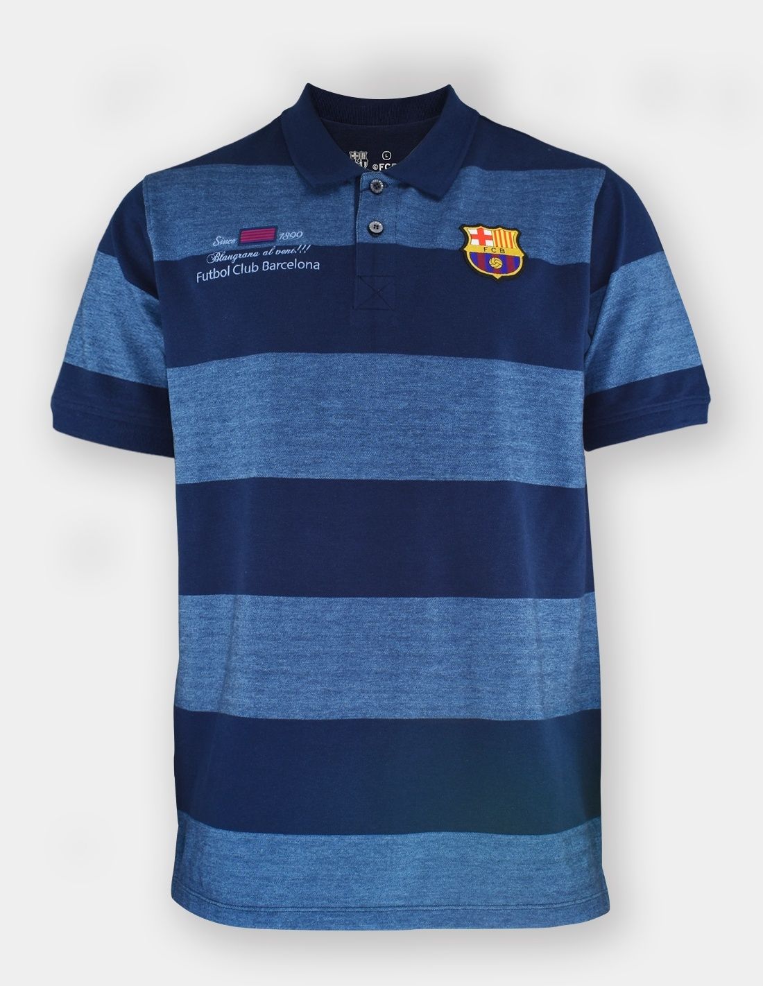 Футболка поло Барселона POLO FCB, сине-серая в полоску
