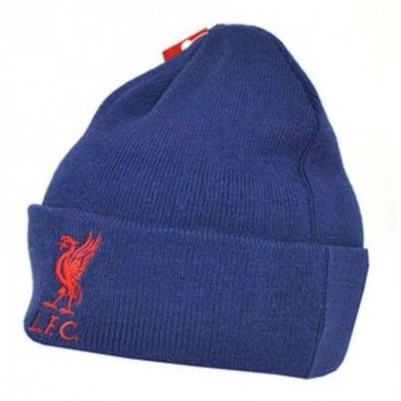 Шапка Ливерпуль Knitted Hat NV с отворотом синяя