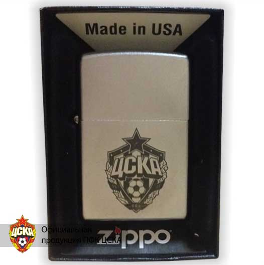 Зажигалка ZIPPO Steel матовая с эмблемой ПФК ЦСКА