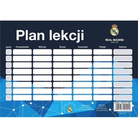 Расписание уроков Реал Мадрид Sided Timetable